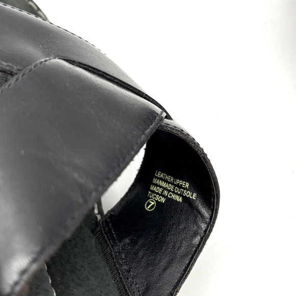 Vintage 90s Y2K Sideout TUCSON Black Leather Slip On Slide Sandals Size 7 - Picture 11 of 15